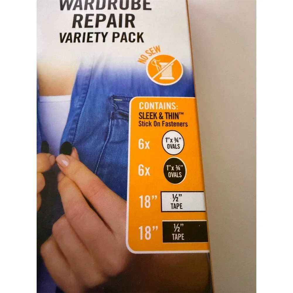 NIP VELCRO Brand Wardrobe Repair Variety Pack No Sew Sleek Thin Fasteners